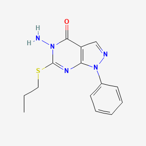 molecular formula C14H15N5OS B14156154 5-Amino-1-phenyl-6-propylsulfanylpyrazolo[3,4-d]pyrimidin-4-one CAS No. 797769-66-5