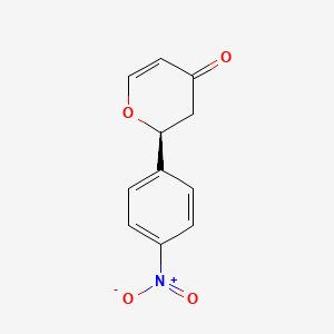 molecular formula C11H9NO4 B14156317 4H-Pyran-4-one, 2,3-dihydro-2-(4-nitrophenyl)-, (2S)- CAS No. 162299-82-3