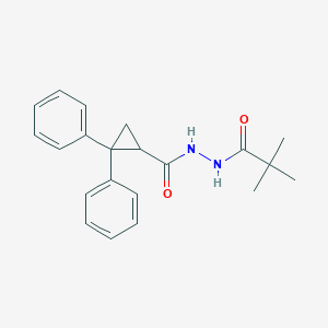 B14156380 N'-(2,2-dimethylpropanoyl)-2,2-diphenylcyclopropane-1-carbohydrazide CAS No. 372184-48-0