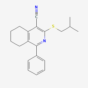 molecular formula C20H22N2S B14156391 3-[(2-Methylpropyl)sulfanyl]-1-phenyl-5,6,7,8-tetrahydroisoquinoline-4-carbonitrile CAS No. 315246-93-6