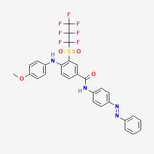 molecular formula C29H21F7N4O4S B14156448 3-[(heptafluoropropyl)sulfonyl]-4-[(4-methoxyphenyl)amino]-N-{4-[(E)-phenyldiazenyl]phenyl}benzamide CAS No. 382610-40-4