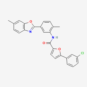 5-(3-chlorophenyl)-N-[2-methyl-5-(6-methyl-1,3-benzoxazol-2-yl)phenyl]furan-2-carboxamide