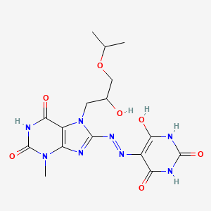 molecular formula C16H20N8O7 B14156521 8-[(2Z)-2-(2,6-dihydroxy-4-oxopyrimidin-5(4H)-ylidene)hydrazinyl]-6-hydroxy-7-[2-hydroxy-3-(propan-2-yloxy)propyl]-3-methyl-3,7-dihydro-2H-purin-2-one CAS No. 5281-53-8