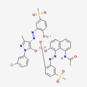 molecular formula C36H29ClCrN7O9S2 B14156526 Chromate(1-), (2-(3-chlorophenyl)-2,4-dihydro-4-((2-(hydroxy-kappaO)-5-(methylsulfonyl)phenyl)azo-kappaN1)-5-methyl-3H-pyrazol-3-onato(2-)-kappaO3)(N-(7-(hydroxy-kappaO)-8-((2-(hydroxy-kappaO)-5-(methylsulfonyl)phenyl)azo-kappaN1)-1-naphthalenyl)acetamidato(2-))-, hydrogen CAS No. 71598-33-9