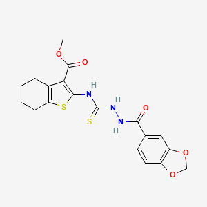 Methyl 2-({[2-(1,3-benzodioxol-5-ylcarbonyl)hydrazinyl]carbonothioyl}amino)-4,5,6,7-tetrahydro-1-benzothiophene-3-carboxylate