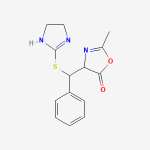 molecular formula C14H15N3O2S B14156577 4-(4,5-Dihydro-1H-imidazol-2-ylsulfanyl(phenyl)methyl)-2-methyl-4H-1,3-oxazol-5-one CAS No. 137918-82-2