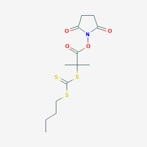 molecular formula C13H19NO4S3 B1415665 丙酸，2-[[（丁基硫）硫代甲基]硫]-2-甲基-，2,5-二氧代-1-吡咯烷基酯 CAS No. 1268691-68-4