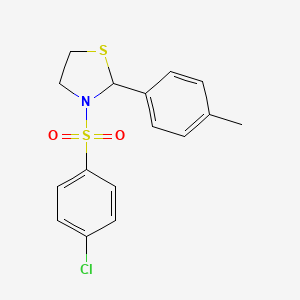 molecular formula C16H16ClNO2S2 B14156651 3-[(4-Chlorophenyl)sulfonyl]-2-(4-methylphenyl)-1,3-thiazolidine CAS No. 537677-97-7