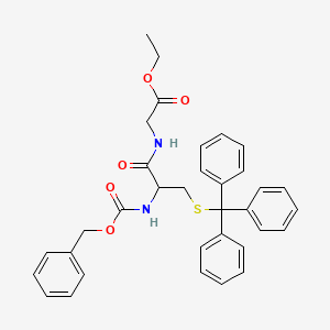 molecular formula C34H34N2O5S B14156674 Ethyl 2-[[2-(phenylmethoxycarbonylamino)-3-tritylsulfanylpropanoyl]amino]acetate CAS No. 3695-78-1