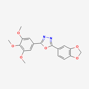 molecular formula C18H16N2O6 B14156788 2-(1,3-Benzodioxol-5-yl)-5-(3,4,5-trimethoxyphenyl)-1,3,4-oxadiazole CAS No. 90754-84-0