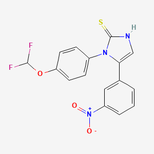 molecular formula C16H11F2N3O3S B1415697 1-[4-(二氟甲氧基)苯基]-5-(3-硝基苯基)-1H-咪唑-2-硫醇 CAS No. 1105189-30-7