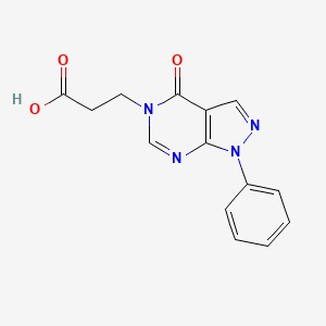 B1415698 3-(4-oxo-1-phenyl-1,4-dihydro-5H-pyrazolo[3,4-d]pyrimidin-5-yl)propanoic acid CAS No. 1105196-64-2