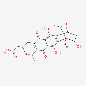 2-(1,3,14,19-Tetrahydroxy-7,18-dimethyl-5,12-dioxo-8,17-dioxapentacyclo[14.2.2.02,15.04,13.06,11]icosa-2(15),3,6(11),13-tetraen-9-yl)acetic acid