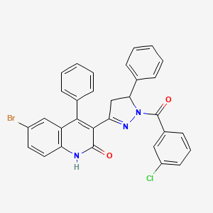 [3-(6-bromo-2-hydroxy-4-phenylquinolin-3-yl)-5-phenyl-4,5-dihydro-1H-pyrazol-1-yl](3-chlorophenyl)methanone