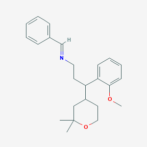 molecular formula C24H31NO2 B14157413 Tetrahydro-I(3)-(2-methoxyphenyl)-2,2-dimethyl-N-(phenylmethylene)-2H-pyran-4-propanamine CAS No. 895903-56-7