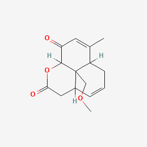 molecular formula C15H18O4 B14157466 Naphtho(1,8-bc)pyran-2,7-dione, 3,3a,6,6a,9a,9b-hexahydro-9b-(methoxymethyl)-7-methyl-, (3aalpha,6abeta,9aalpha,9balpha)- CAS No. 104265-18-1