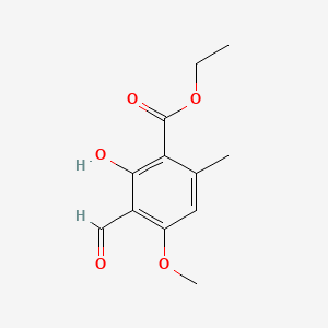 molecular formula C12H14O5 B14157473 Ethyl 3-formyl-2-hydroxy-4-methoxy-6-methylbenzoate CAS No. 38629-37-7