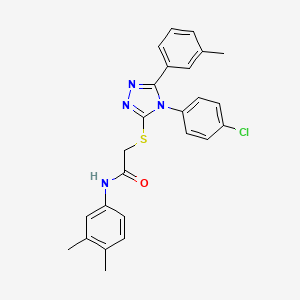 2-[[4-(4-chlorophenyl)-5-(3-methylphenyl)-1,2,4-triazol-3-yl]sulfanyl]-N-(3,4-dimethylphenyl)acetamide