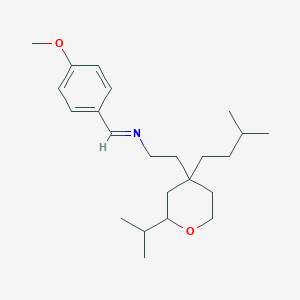 molecular formula C23H37NO2 B14157482 Tetrahydro-N-[(4-methoxyphenyl)methylene]-4-(3-methylbutyl)-2-(1-methylethyl)-2H-pyran-4-ethanamine CAS No. 859140-40-2