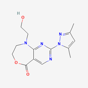 2-(3,5-Dimethylpyrazol-1-yl)-9-(2-hydroxyethyl)-7,8-dihydropyrimido[4,5-e][1,4]oxazepin-5-one