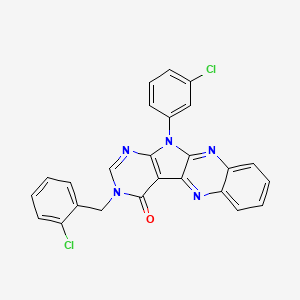 17-(3-Chlorophenyl)-13-[(2-chlorophenyl)methyl]-2,9,13,15,17-pentazatetracyclo[8.7.0.03,8.011,16]heptadeca-1,3,5,7,9,11(16),14-heptaen-12-one