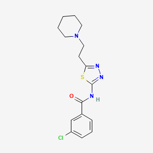 3-chloro-N-[5-(2-piperidin-1-ylethyl)-1,3,4-thiadiazol-2-yl]benzamide