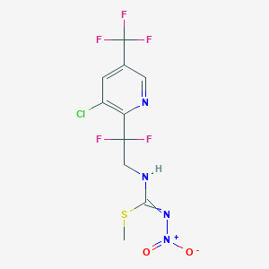 molecular formula C10H8ClF5N4O2S B1415772 N-{2-[3-chloro-5-(trifluoromethyl)pyridin-2-yl]-2,2-difluoroethyl}-N'-nitro(methylsulfanyl)methanimidamide CAS No. 1823194-68-8