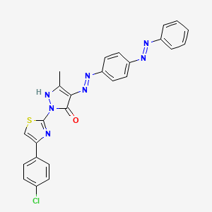 molecular formula C25H18ClN7OS B14157812 (4Z)-2-[4-(4-chlorophenyl)-1,3-thiazol-2-yl]-5-methyl-4-(2-{4-[(E)-phenyldiazenyl]phenyl}hydrazinylidene)-2,4-dihydro-3H-pyrazol-3-one CAS No. 482281-21-0