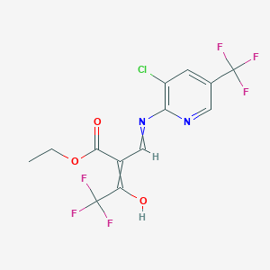 molecular formula C13H9ClF6N2O3 B1415808 Ethyl 2-({[3-chloro-5-(trifluoromethyl)pyridin-2-yl]amino}methylidene)-4,4,4-trifluoro-3-oxobutanoate CAS No. 1823194-75-7