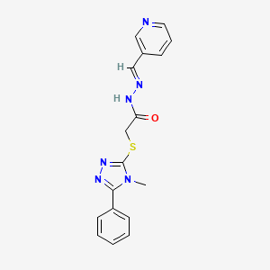 2-[(4-methyl-5-phenyl-4H-1,2,4-triazol-3-yl)sulfanyl]-N'-[(E)-pyridin-3-ylmethylidene]acetohydrazide