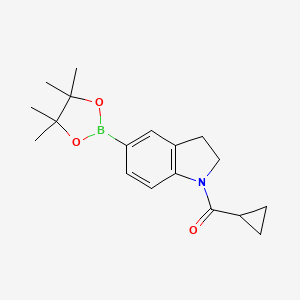 molecular formula C18H24BNO3 B1415811 Cyclopropyl-[5-(4,4,5,5-tetramethyl-[1,3,2]dioxaborolan-2-yl)-2,3-dihydro-indol-1-yl]-methanone CAS No. 1489262-63-6