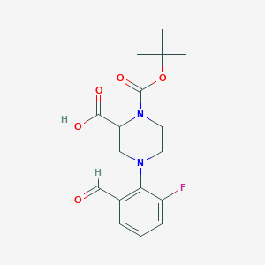 molecular formula C17H21FN2O5 B1415829 (S)-4-(2-Fluoro-6-formylphenyl)-1-(tert-butoxy-carbonyl)piperazine-2-carboxylic acid CAS No. 2105413-44-1