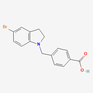 molecular formula C16H14BrNO2 B1415839 4-(5-Bromo-2,3-dihydroindol-1-ylmethyl)-benzoic acid CAS No. 2094826-56-7