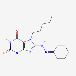 8-(2-cyclohexylidenehydrazinyl)-3-methyl-7-pentyl-3,7-dihydro-1H-purine-2,6-dione