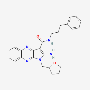 B14158502 2-amino-N-(3-phenylpropyl)-1-(tetrahydrofuran-2-ylmethyl)-1H-pyrrolo[2,3-b]quinoxaline-3-carboxamide CAS No. 5276-89-1