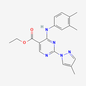 ethyl 4-[(3,4-dimethylphenyl)amino]-2-(4-methyl-1H-pyrazol-1-yl)pyrimidine-5-carboxylate