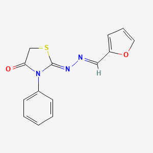 molecular formula C14H11N3O2S B14158963 (2Z)-2-[(2E)-(furan-2-ylmethylidene)hydrazinylidene]-3-phenyl-1,3-thiazolidin-4-one 