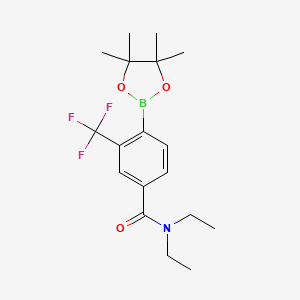 molecular formula C18H25BF3NO3 B1415909 N,N-Diethyl-4-(4,4,5,5-tetramethyl-[1,3,2]dioxaborolan-2-yl)-3-trifluoromethylbenzamide CAS No. 2250022-37-6