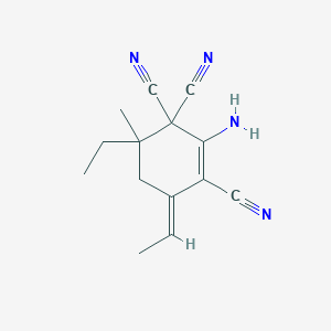 molecular formula C14H16N4 B14159133 (4E)-2-amino-6-ethyl-4-ethylidene-6-methylcyclohex-2-ene-1,1,3-tricarbonitrile CAS No. 65050-52-4