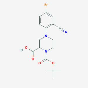 molecular formula C17H20BrN3O4 B1415922 4-(4-Bromo-2-cyanophenyl)-1-[(2-methylpropan-2-yl)oxycarbonyl]piperazine-2-carboxylic acid CAS No. 1787091-85-3
