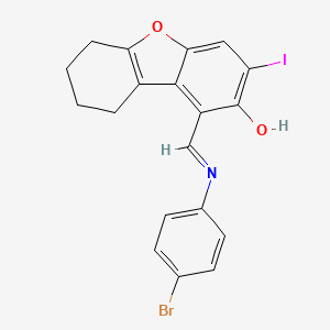 1-[[(4-Bromophenyl)imino]methyl]-6,7,8,9-tetrahydro-3-iodo-2-dibenzofuranol