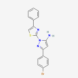 molecular formula C18H13BrN4S B14159299 1H-Pyrazol-5-amine, 3-(4-bromophenyl)-1-(4-phenyl-2-thiazolyl)- CAS No. 74101-11-4