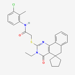 N-(3-chloro-2-methylphenyl)-2-(3-ethyl-4-oxospiro[6H-benzo[h]quinazoline-5,1'-cyclopentane]-2-yl)sulfanylacetamide