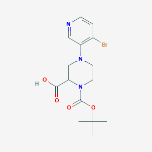 molecular formula C15H20BrN3O4 B1415992 4-(4-Bromopyridin-3-yl)-1-[(2-methylpropan-2-yl)oxycarbonyl]piperazine-2-carboxylic acid CAS No. 1787339-59-6
