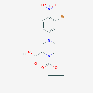 molecular formula C16H20BrN3O6 B1415994 (S)-4-(3-Bromo-4-nitrophenyl)-1-(tert-butoxy-carbonyl)piperazine-2-carboxylic acid CAS No. 1786548-43-3