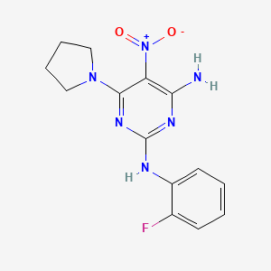 2-N-(2-fluorophenyl)-5-nitro-6-pyrrolidin-1-ylpyrimidine-2,4-diamine