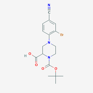 molecular formula C17H20BrN3O4 B1416009 (S)-4-(2-Bromo-4-cyanophenyl)-1-(tert-butoxy-carbonyl)piperazine-2-carboxylic acid CAS No. 1786489-53-9