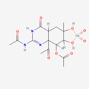 Osmium, (N-(8a-acetyl-8-(acetyloxy)-1,4,4a,5,6,7,8,8a-octahydro-6,7-dihydroxy-6-methyl-4-oxo-2-quinazolinyl)acetamidato(2-)-O6,O7)dioxo-, (T-4-(4aalpha,6beta,7beta,8alpha,8aalpha))-