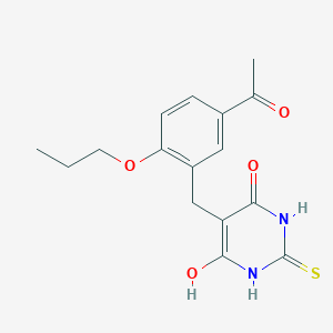 5-[(5-acetyl-2-propoxyphenyl)methyl]-6-hydroxy-2-sulfanylidene-1H-pyrimidin-4-one