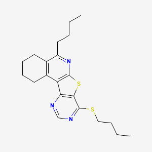 molecular formula C21H27N3S2 B14160253 8-butyl-13-butylsulfanyl-11-thia-9,14,16-triazatetracyclo[8.7.0.02,7.012,17]heptadeca-1,7,9,12,14,16-hexaene CAS No. 374104-64-0